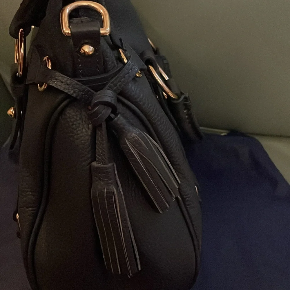 Dooney&bourke Navy Blue Pebbled Leather Florentine  Tassel Satchel 🔺FIRM🔺 - Picture 6 of 16